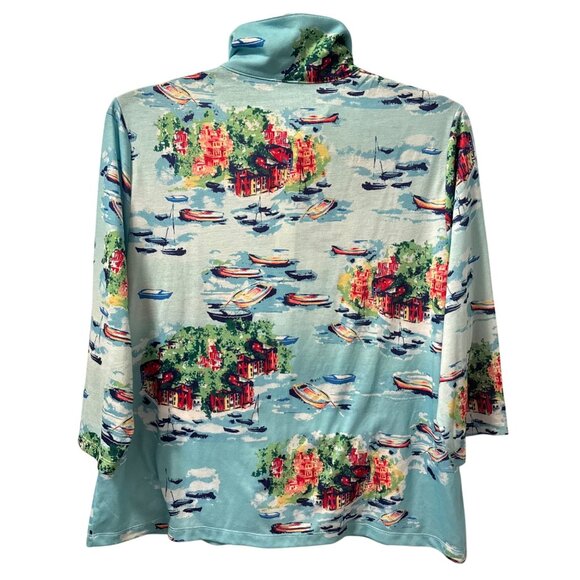 Chicos Weekends Zippered Jacket Size XL Polyester Boating Scene Print - Picture 9 of 11